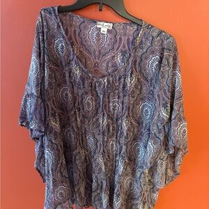 Elegant Blue and Purple Paisley Blouse